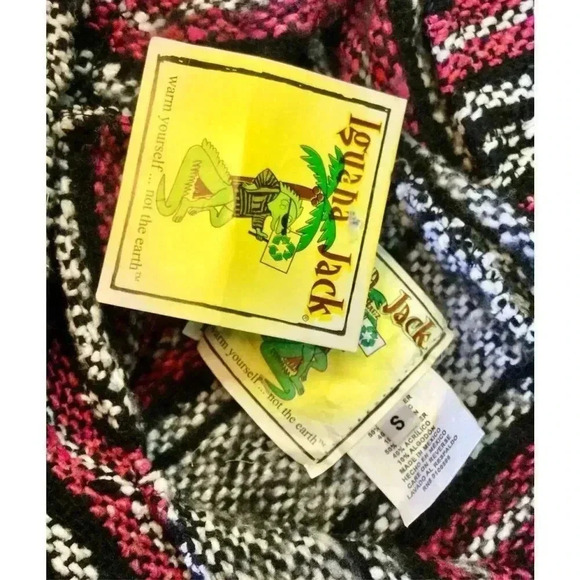 NWT Vintage Iguana Jack Womens Mens Multi-Color Baja Blanket Pullover Hoodie Sma - Picture 8 of 12